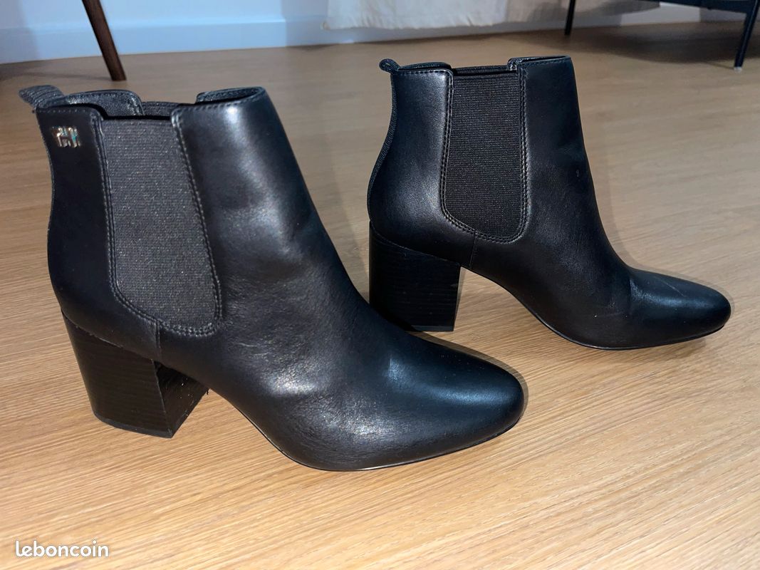 Mid Heel Bottine Tommy Hilfiger Femme Noir Bottines Noire à Talons