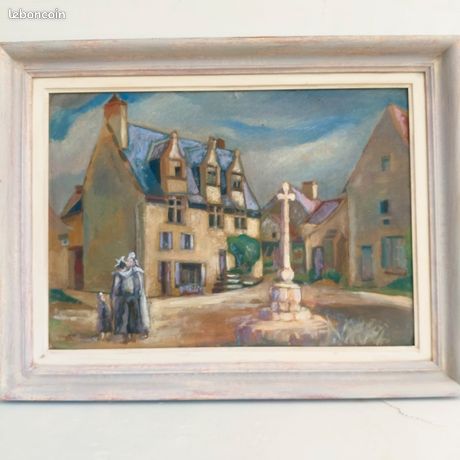 Tableau Huile Sur Toile Bretagne - Christian BRUN - 27x22cm - Signé - Vintage