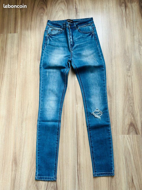 Jean bleu troué Slim Only Tailles XS-S (image 1)