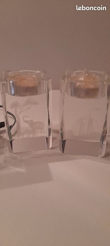 Lot de 2 bloc porte bougie et bloc cylindre en VERRE épais (image 12)