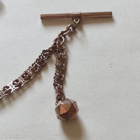 Ancienne Chaîne De Montre Gousset – MH – Plaqué Or Rose Double