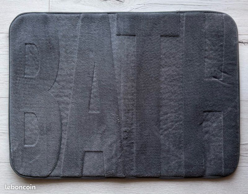 Grand tapis de bain gris anthracite 70x50 cm (image 1)