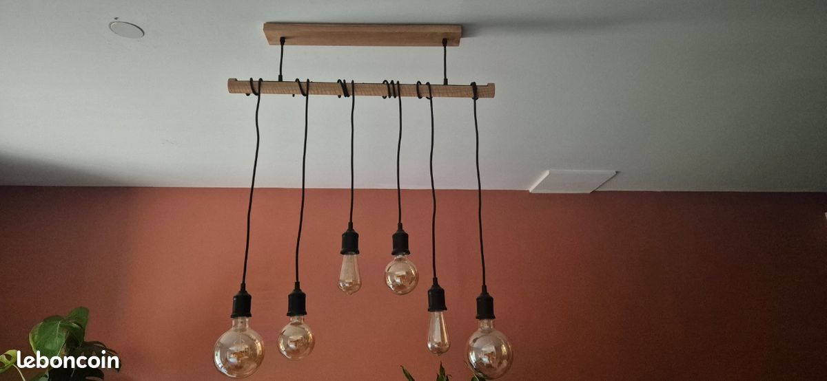 Suspension Alinéa 6 lumières en bois – Très bon état (image 1)