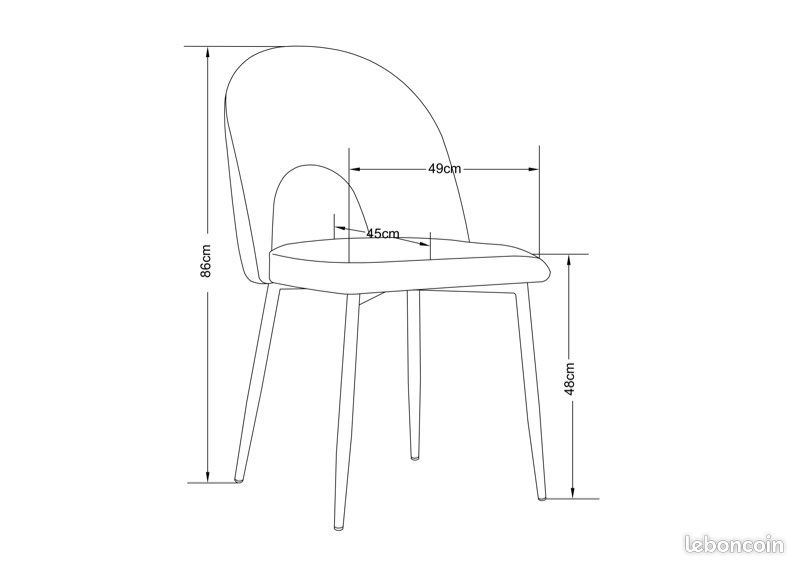 Lot 4/6/8/10 chaises velours beige - pieds noirs (image 10)