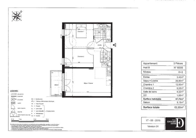 Appartement a louer persan - 3 pièce(s) - 57 m2 - Surfyn