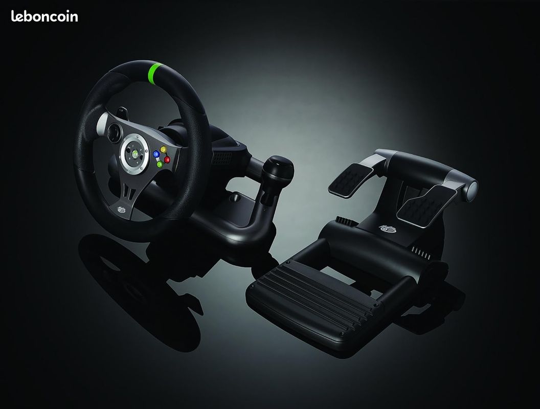 Volant Xbox 360 Officiel Microsoft Avec Pédales, Gris, Excellent état, Ergonomique