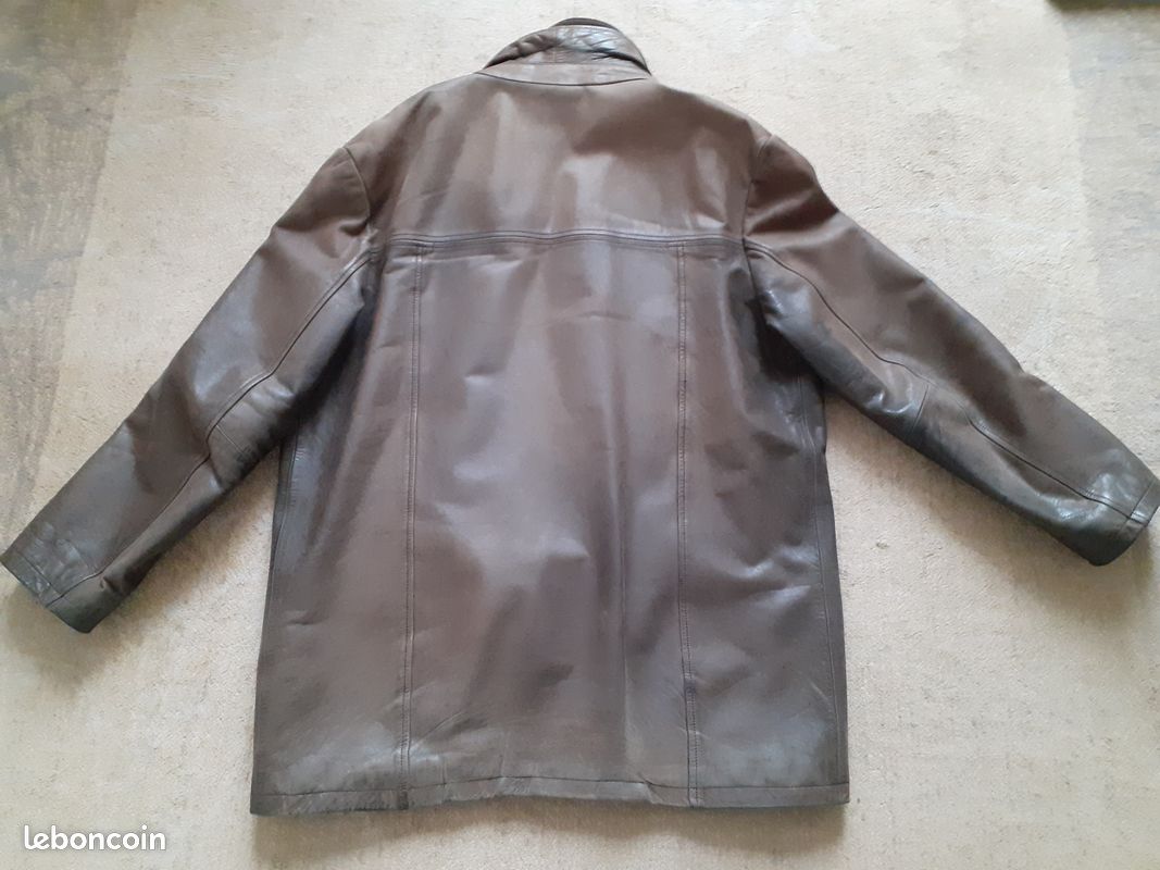 Veste cuir marron de buffle 3/4 (image 4)
