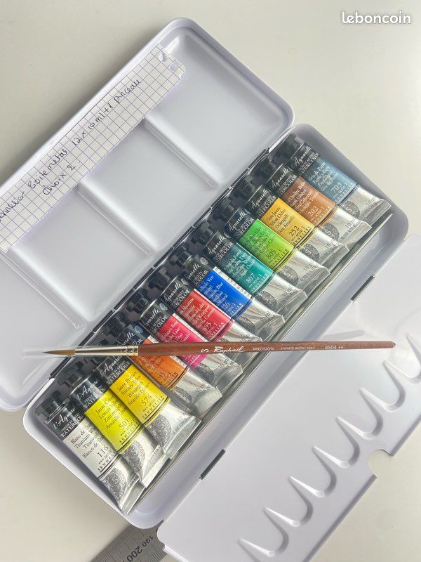 Sennelier 12 tubes 10ml aquarelle extra fine et pinceau reconditionné (image 1)