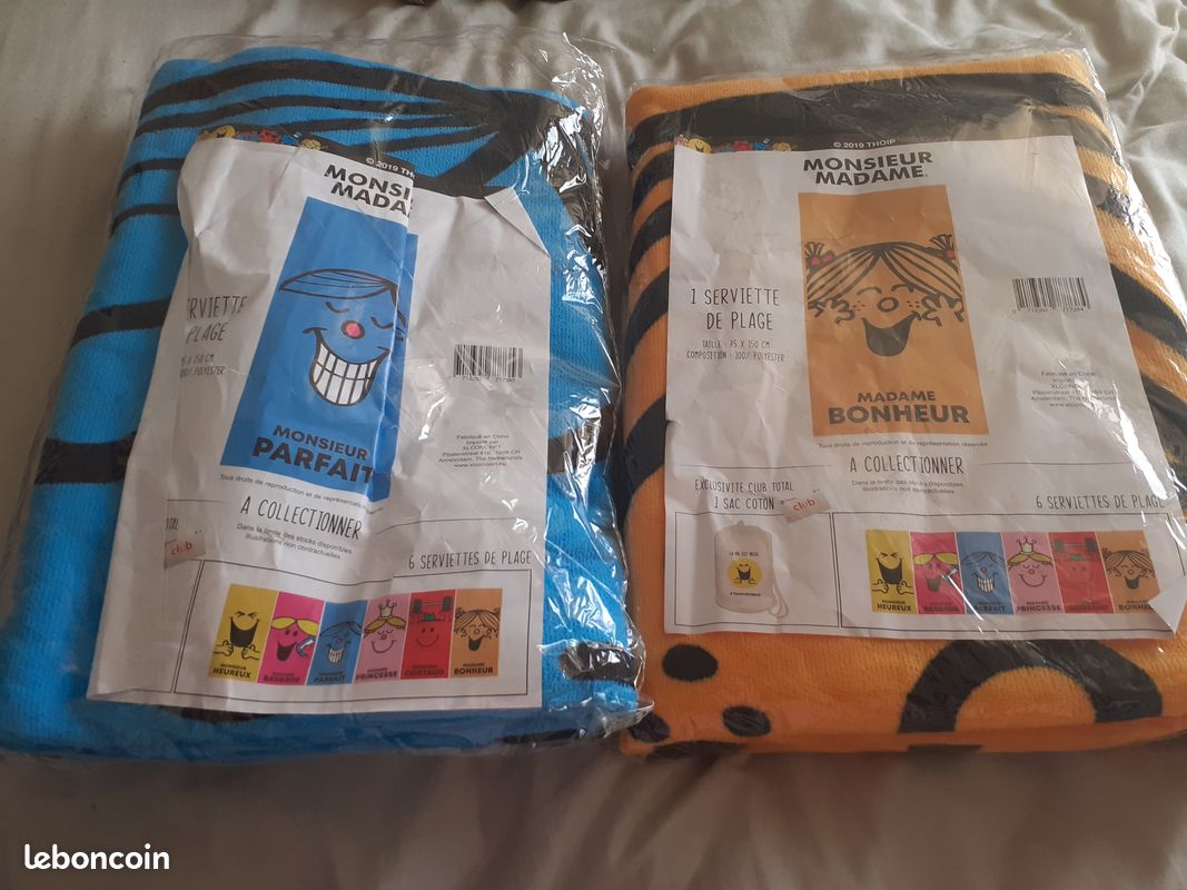 Lot de 2 serviettes de plage mr et mme neuves (image 1)