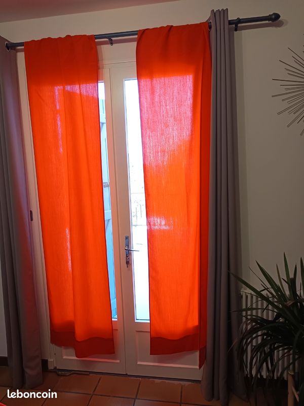 2 paires de rideaux vintage seventies orange (image 4)