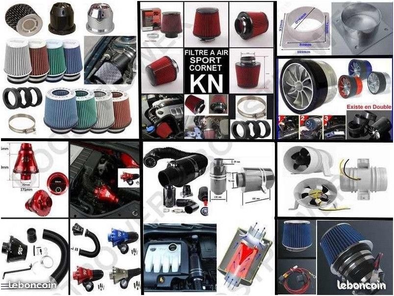 (PRO) Filtres à air sport cornet cone kit d admission direct universel conique universelle haute performance double entrée style jr kn k&n green bmc cda kosei sparco ota pipercross pour voiture moto (image 1)