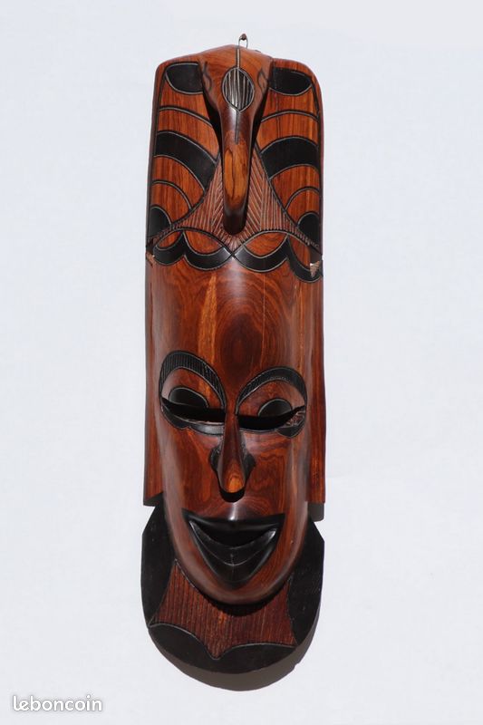 Masque africain en bois éléphant (ébène) P60-G1275 (image 1)