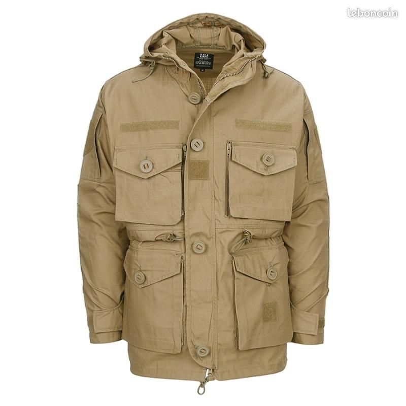 Parka smock / veste legere ripstop impermeable avec capuche 101 inc - coyote (image 1)