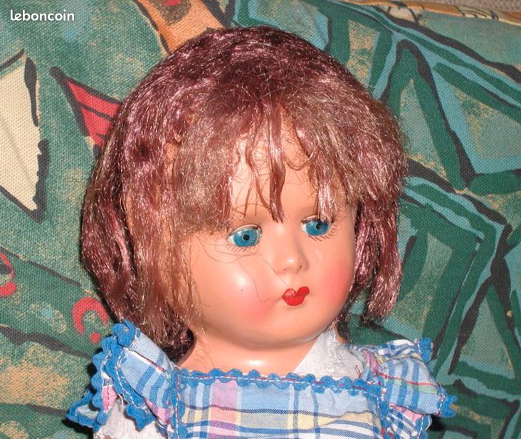 Jolie Perruque Pour Poupee Ancienne Avec Sa Calotte En Carton