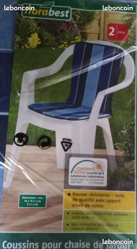 Coussins fins pour chaises de jardins (dos et assise) (image 1)