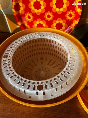Essoreuse à Salade Moulinex Vintage – Couleur Orange (Plastique, Années 70)