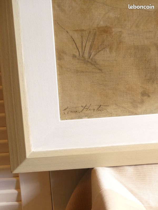Huile sur Toile Signée Léon Herbo / 19ème Belgique / Madone Peinture Tableau (image 5)