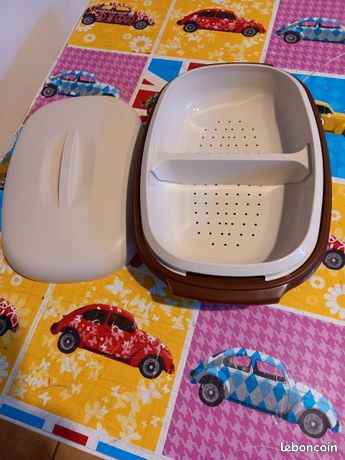 Bol de rangement servalier Tupperware vintage 886 orange avec couvercle étoilé États-Unis - France