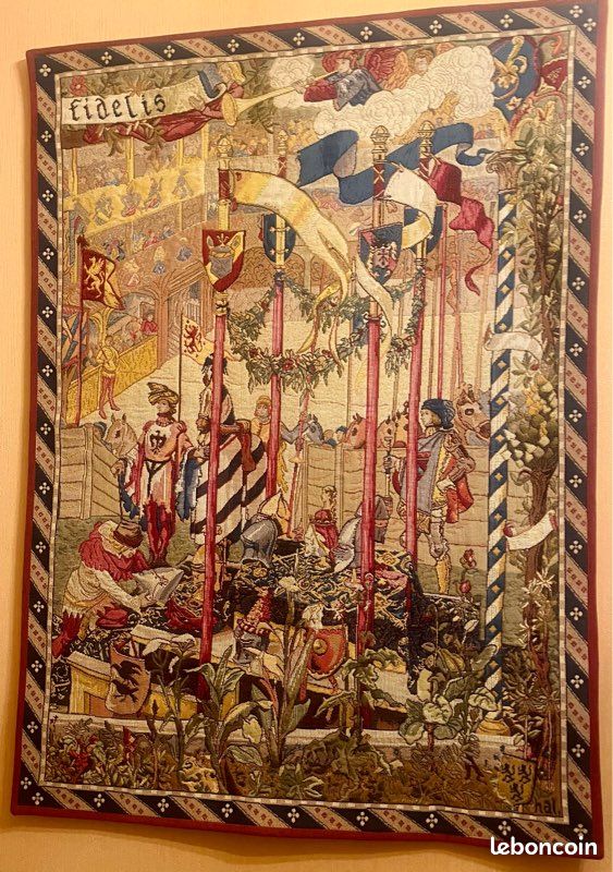 Tapisserie Murale Française D'Halluin - Vaux En Novembre - 100 X 72 Cm - Décor Rouge