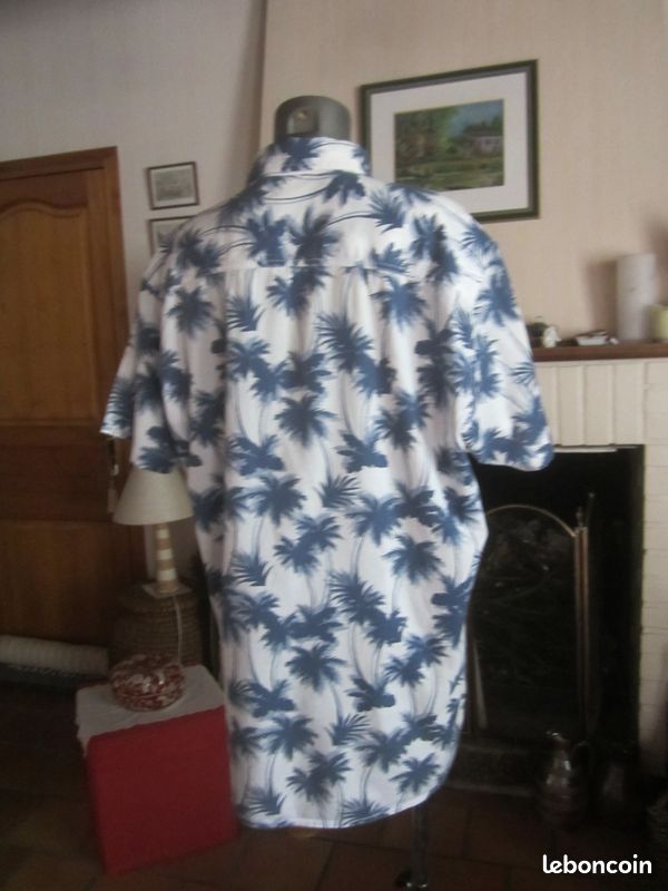 Chemisette homme imprimé palmiers bleus taille XL (image 7)