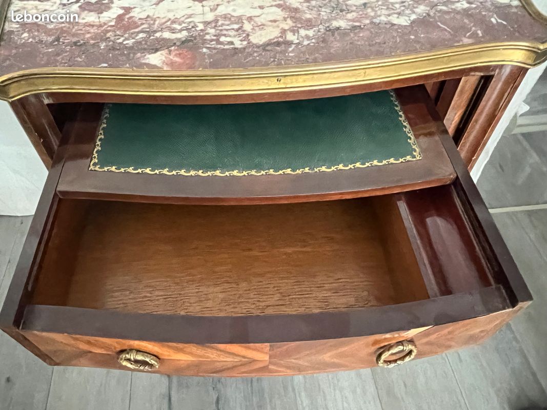 Commode style Louis XV en bois de violette et marbre rose (image 6)