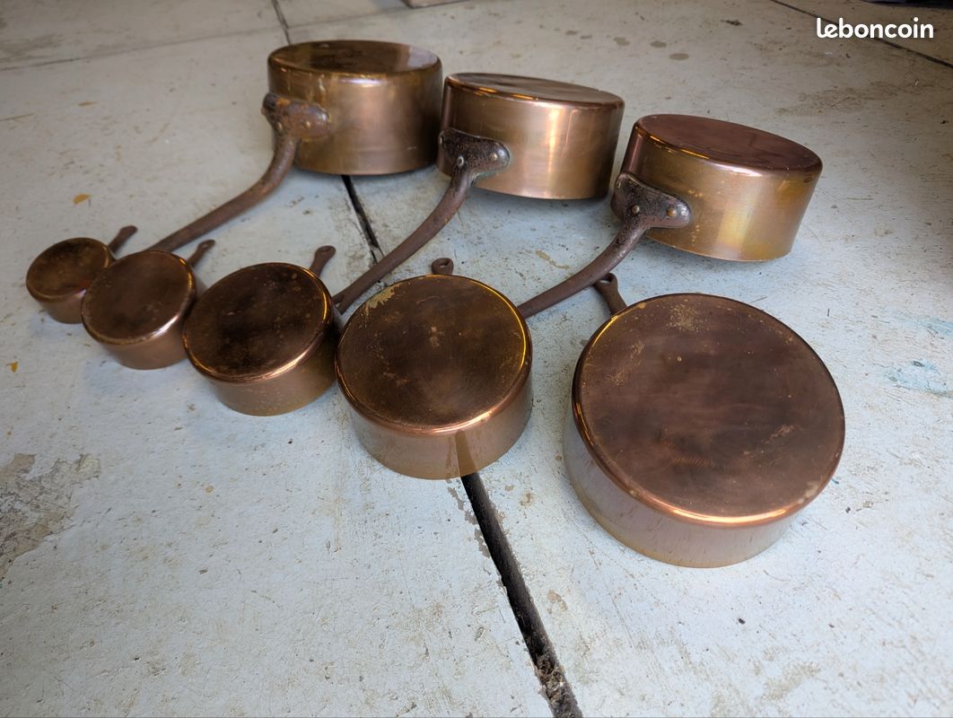 Lot de 8 casseroles en cuivre (image 4)