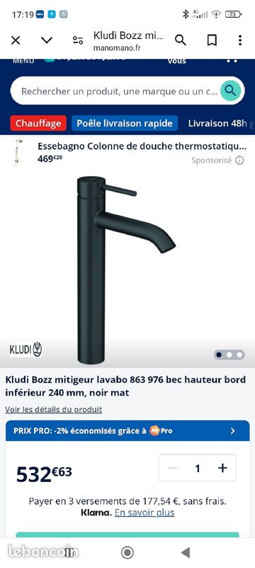 Mitigeur lavabo haut noir KLUDI (image 4)