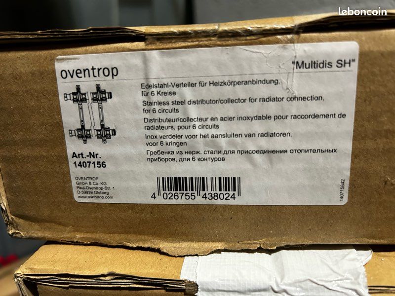 Distributeur/collecteur en acier inoxydable OVENTROP 6 circuits (image 1)
