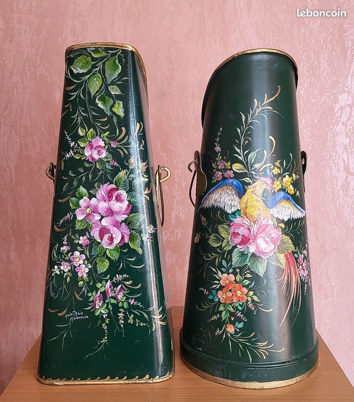 2 seaux à charbon décorés main (image 1)