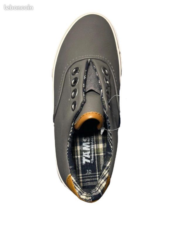 Baskets chaussures sans lacet Tams slip-on Grise Taille 28 garçon (image 3)