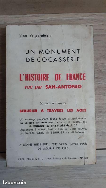 Renvoie la balle - San Antonio- Fleuve noir-1960 -221 pages / C1249 (image 2)