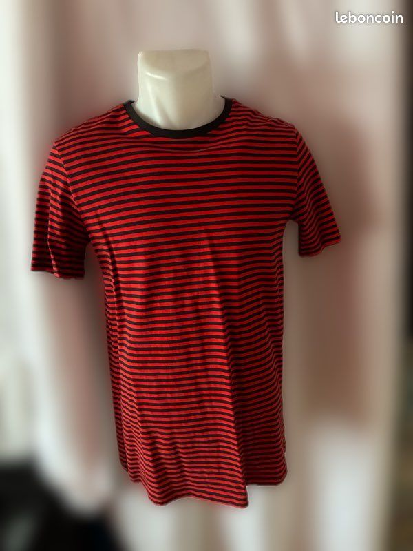 T-shirt Homme Mantaray Taille M, Rouge, 100% Coton, Coupe Regular
