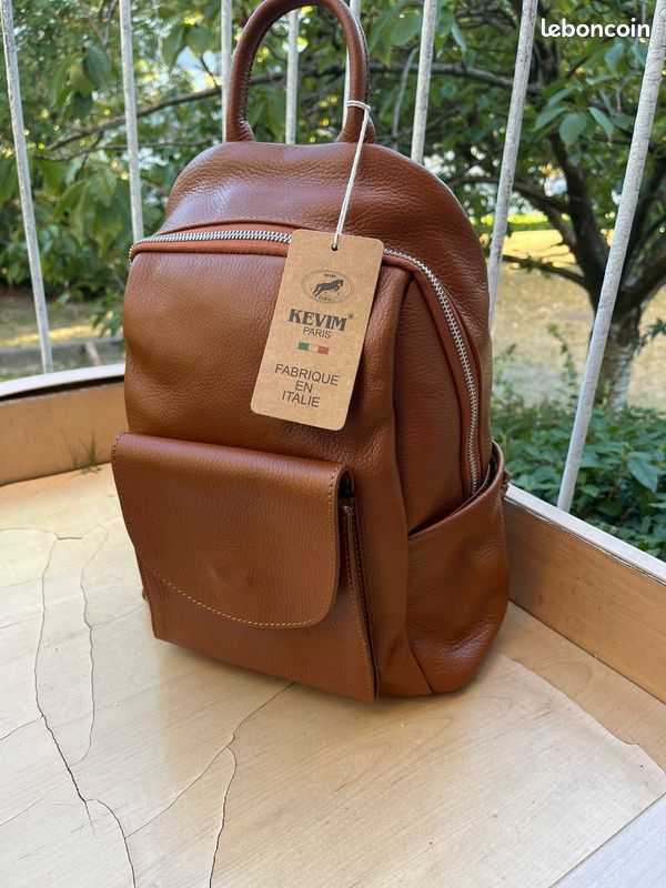 Sac à Dos En Cuir Véritable Fait Main - Peau De Vache Noire - Style Vintage Scolaire - Grand Modèle