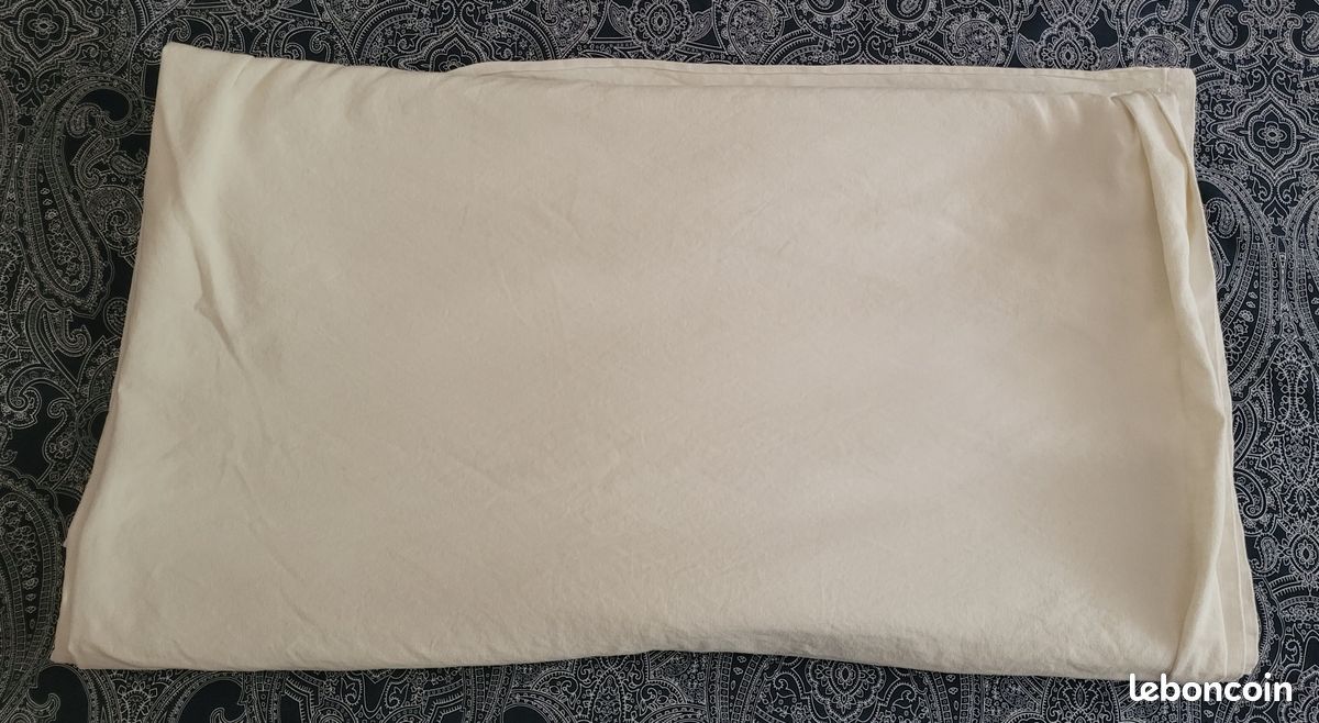 1 drap blanc ancien en toile de coton – 270 cm x 160 cm - bon état (image 2)