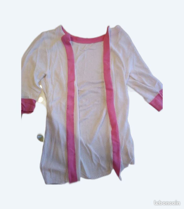 Gilet rose et blanc (image 1)
