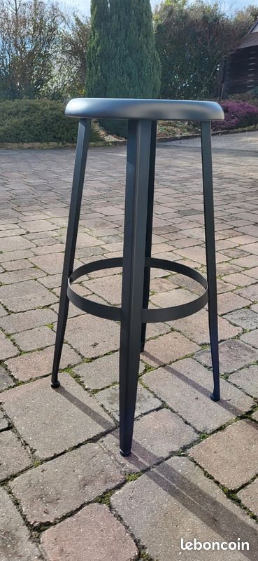 2 Tabourets haut en métal noir (image 2)
