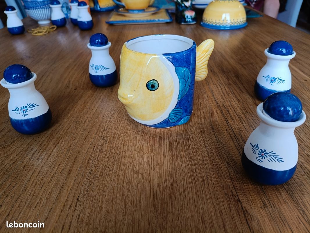 Ensemble Petit-Déjeuner Poisson Céramique Artisanale – 5 Pièces (image 11)