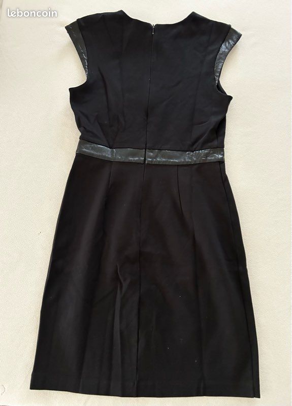 👗 KIOMI (36) petite robe noire avec empiècements simili cuir (image 4)