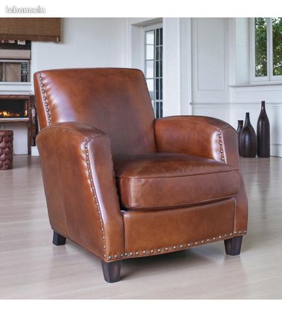 Canapé convertible vintage 3 places cuir marron et bois noir avec matelas 9 cm club Couleur marron Miliboo | La Redoute