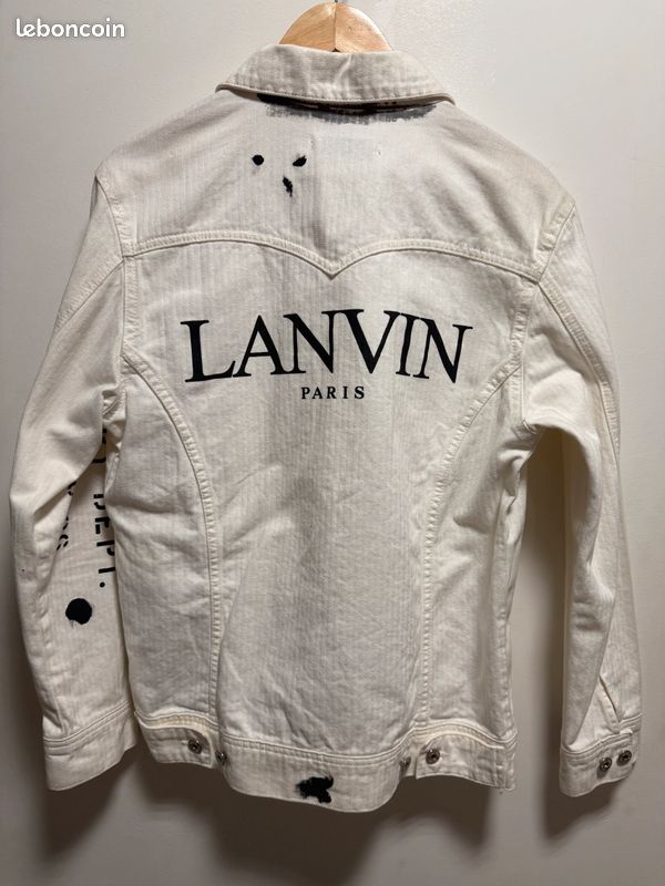 Veste En Jean Denim Lanvin Homme - Taille 52, Couleur Noire, Fermeture Zip, Très Bon état