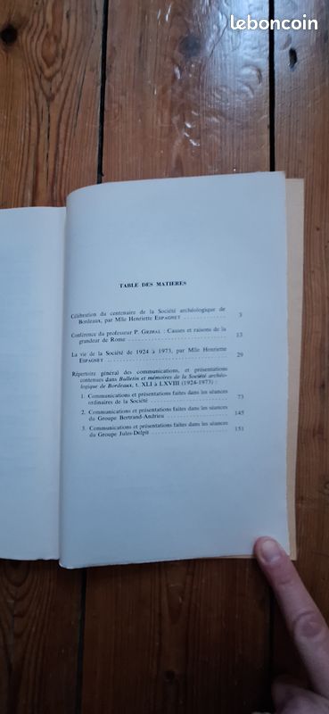 SOCIÉTÉ ARCHÉOLOGIQUE DE BORDEAUX - Tables des années 1924 à 1973 (tome LXIX) (image 2)