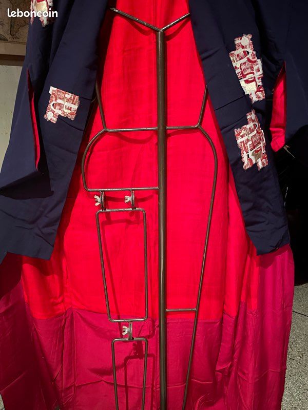 Authentique kimono en crêpe de soie doublé en soie fine, vintage (image 2)
