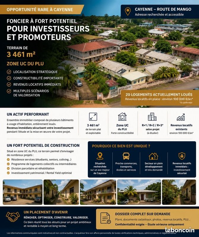 Terrain 3 461 m² Cayenne · 770 000 €
