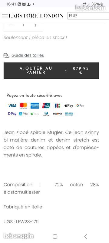 Pantalon De Soirée Blanc Thierry Mugler Taille 40 - Occasion Très Bon État