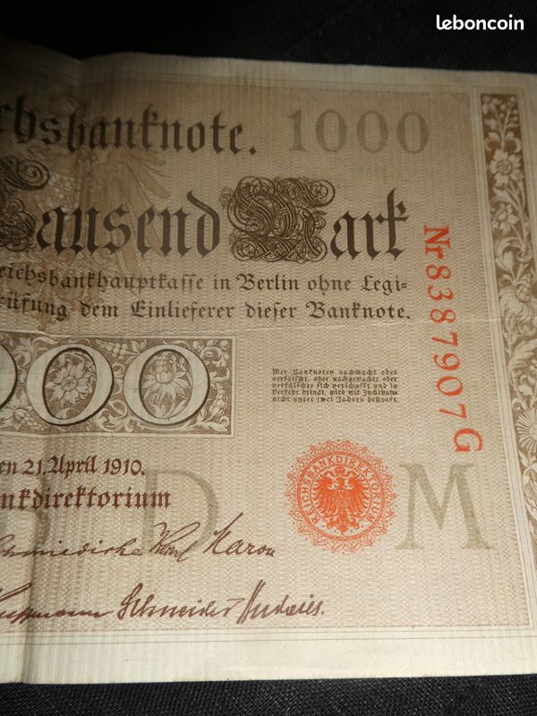 Billet 1000 marks allemagne 1910 (image 4)