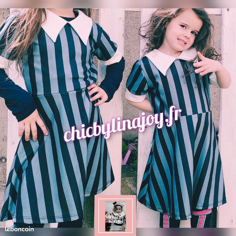 Robe mercredi Addams été rayée 6 ans (image 1)