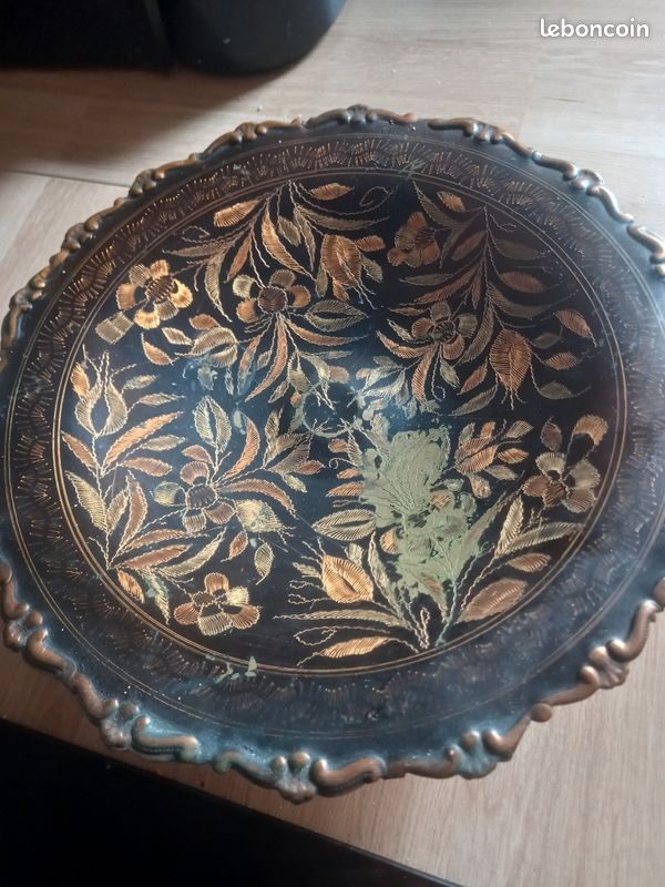 Coupe sur pied vintage en laiton et cuivre (image 1)