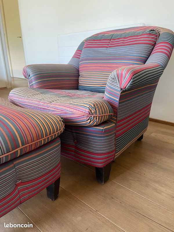 Fauteuil tissu avec repose-pied (image 2)