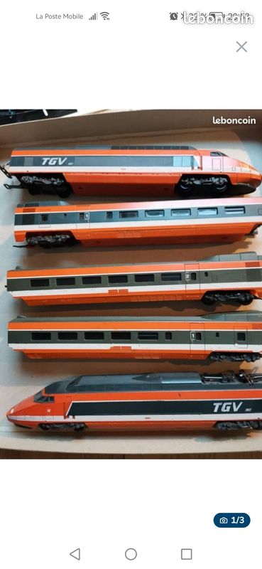 Rame TGV Orange Jouef HO – Locomotive Motrice + Voitures, Modélisme Ferroviaire Vintage