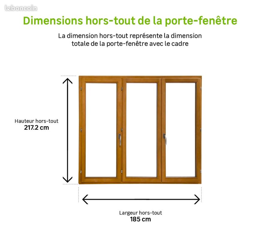Porte fenêtre 215x180 3 vantaux (image 2)